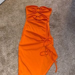 Orange strapless dress